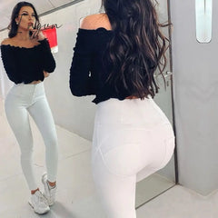 Ingvn - Melody Artificial Leather Pants High Waist Pencil Women Clothing Skinny Leggings Elastic