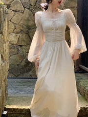 Ingvn - Midi Dress Women 2023 Summer New Vintage French Corset Ruched Dresses Bodycon Elegant