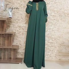 Ingvn - New Dubai Kaftan Dress Muslim Party Abaya Women Arabic Lace Cardigain Patchwork Turkey