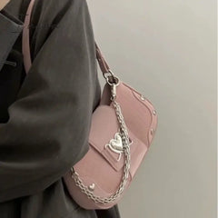 Ingvn - New Fashion Shoulder Bag 2024 Pu Bags For Women Sweet Cool Subculture Pink Crossbody