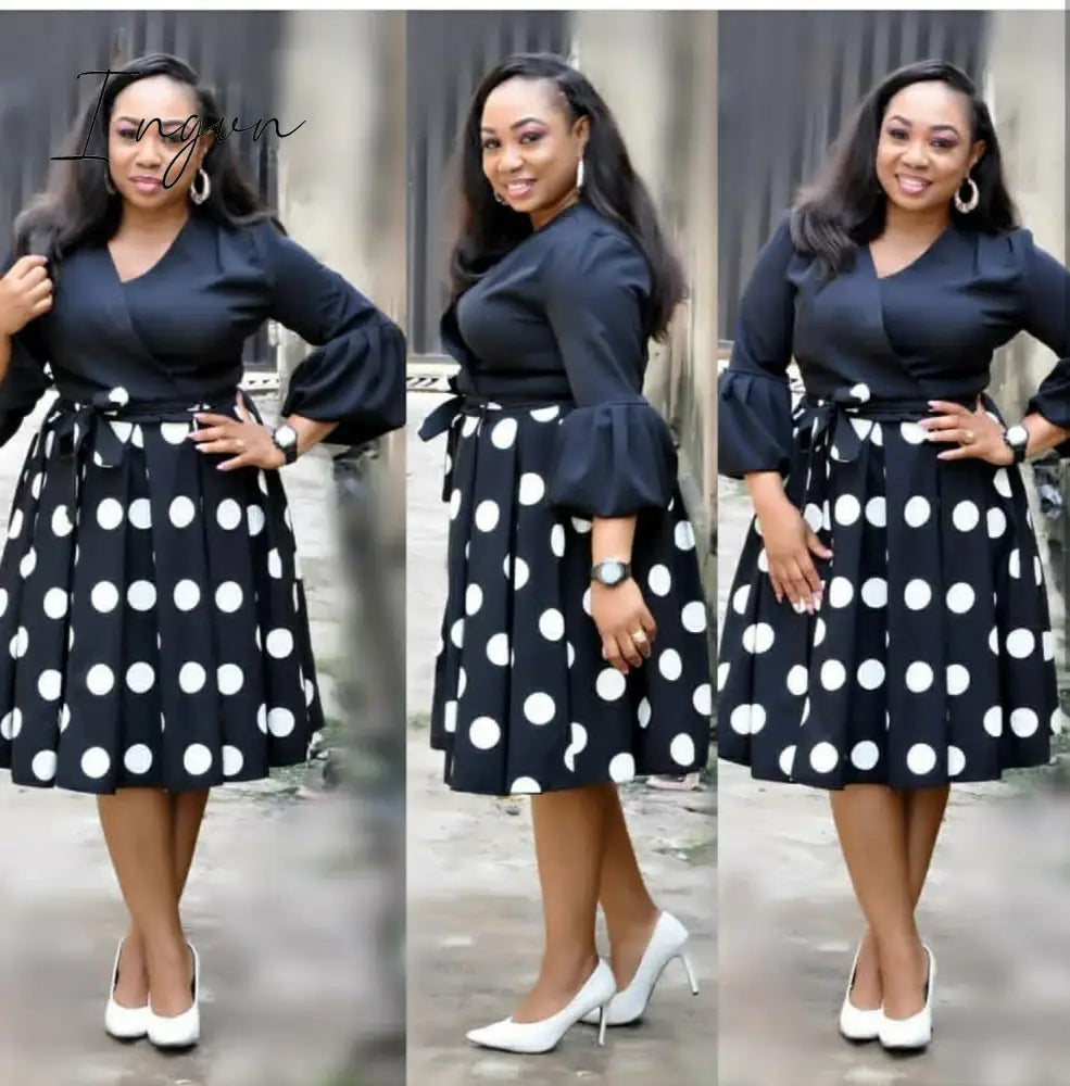 Ingvn - New Summer Elegent Fashion Style African Women Printing Plus Size Polyester Dress L - 3Xl