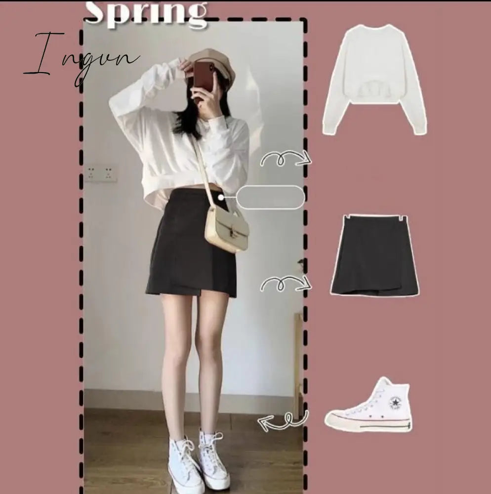 Ingvn - Oversize Sets Women Lovley Fashion Chic Spring Fall Korean Girls 2 Piece Outfits Simple