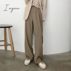 Ingvn - Pants Women Elegant Full Length Casual High Waist Trouser Office Temperament Autumn Pockets