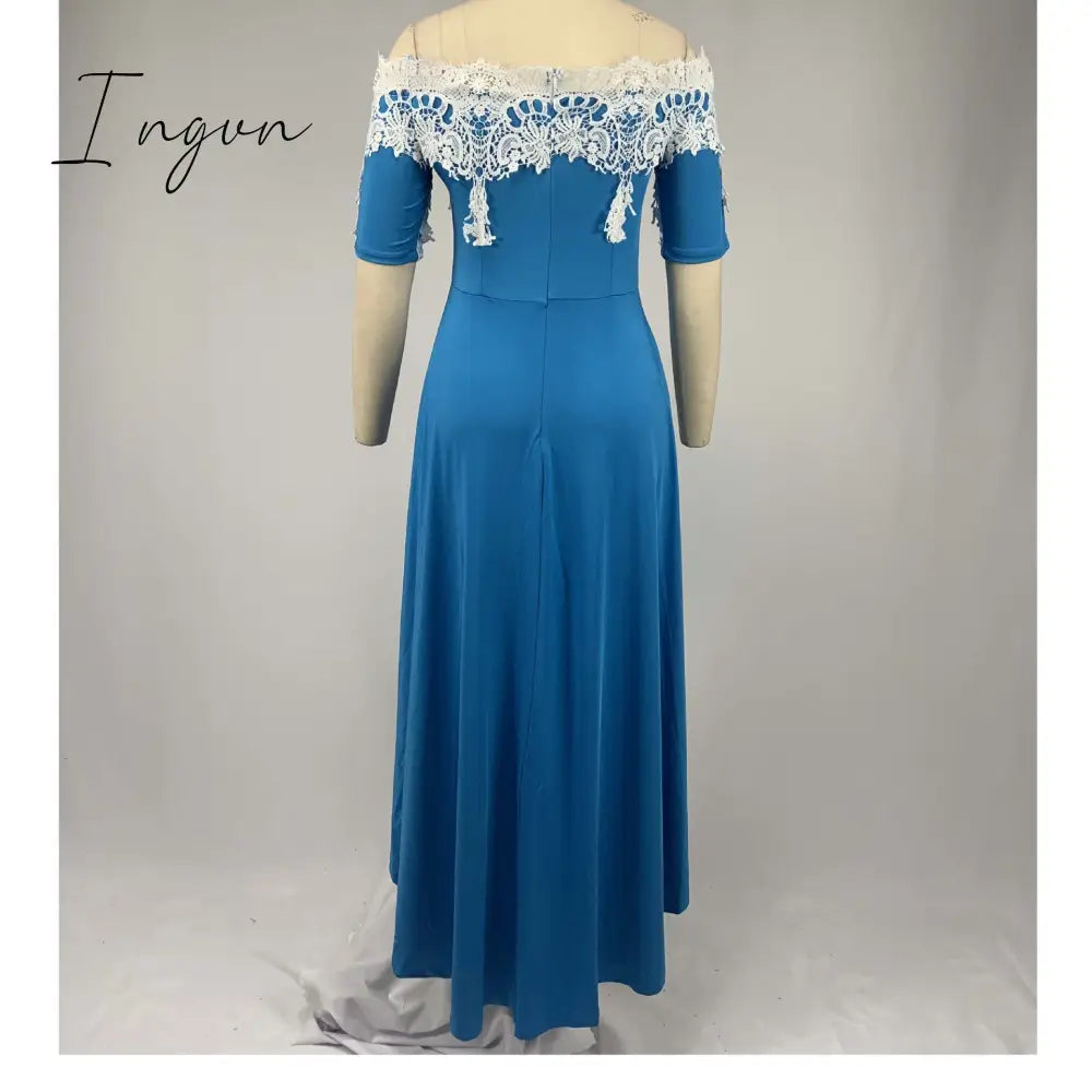 Ingvn - Plus Size 5Xl One - Shoulder Lace Irregular Dress Female Slim Backless Sexy Elegant Ol