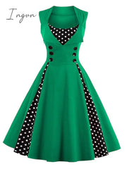 Ingvn - S - 4Xl Women Robe Retro Vintage Dress 50S 60S Rockabilly Dot Swing Pin Up Summer Party