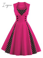 Ingvn - S - 4Xl Women Robe Retro Vintage Dress 50S 60S Rockabilly Dot Swing Pin Up Summer Party
