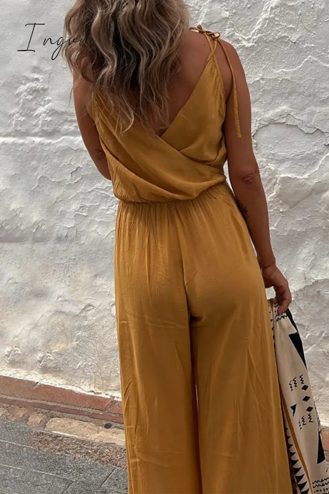 Ingvn - Sexy Simplicity Solid Asymmetrical V Neck Loose Jumpsuits & Rompers/Jumpsuits