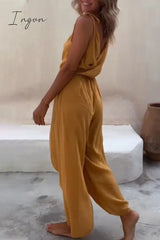 Ingvn - Sexy Simplicity Solid Asymmetrical V Neck Loose Jumpsuits & Rompers/Jumpsuits
