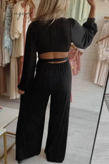 Ingvn - Sexy Solid Bandage V Neck Loose Jumpsuits & Rompers/Jumpsuits