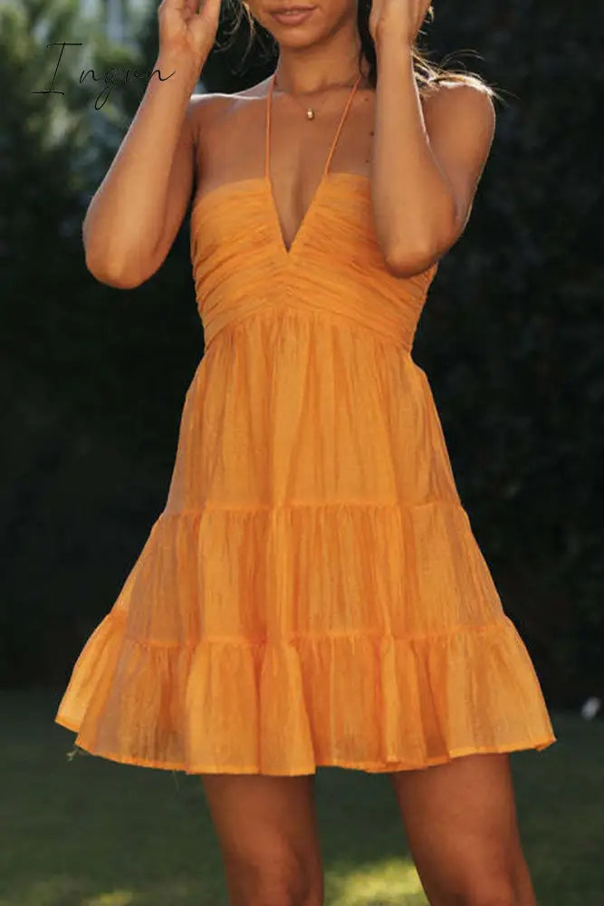 Ingvn - Sexy Solid Halter Sleeveless Dress Dresses Dresses/Summer