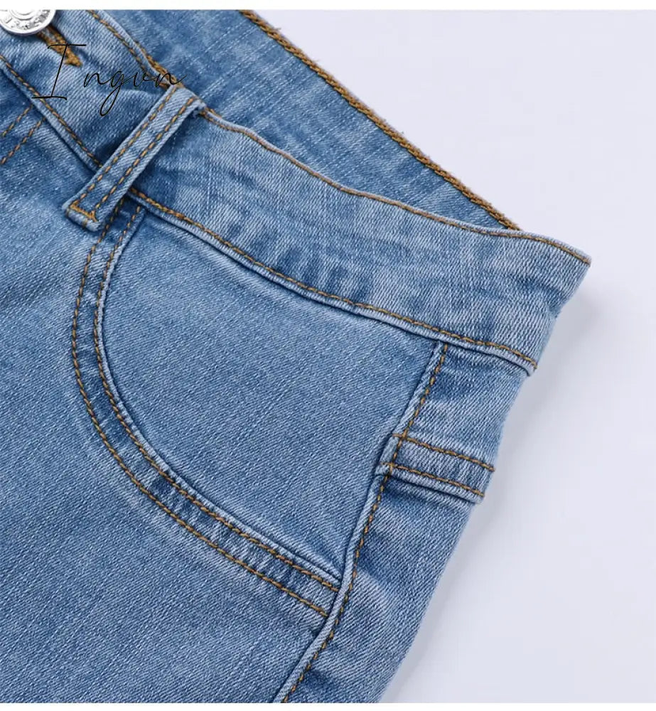 Ingvn - Shaping Skinny Jeans Women High Waist Stretch Ripped Denim Pants Hip Fit Leggings Slim