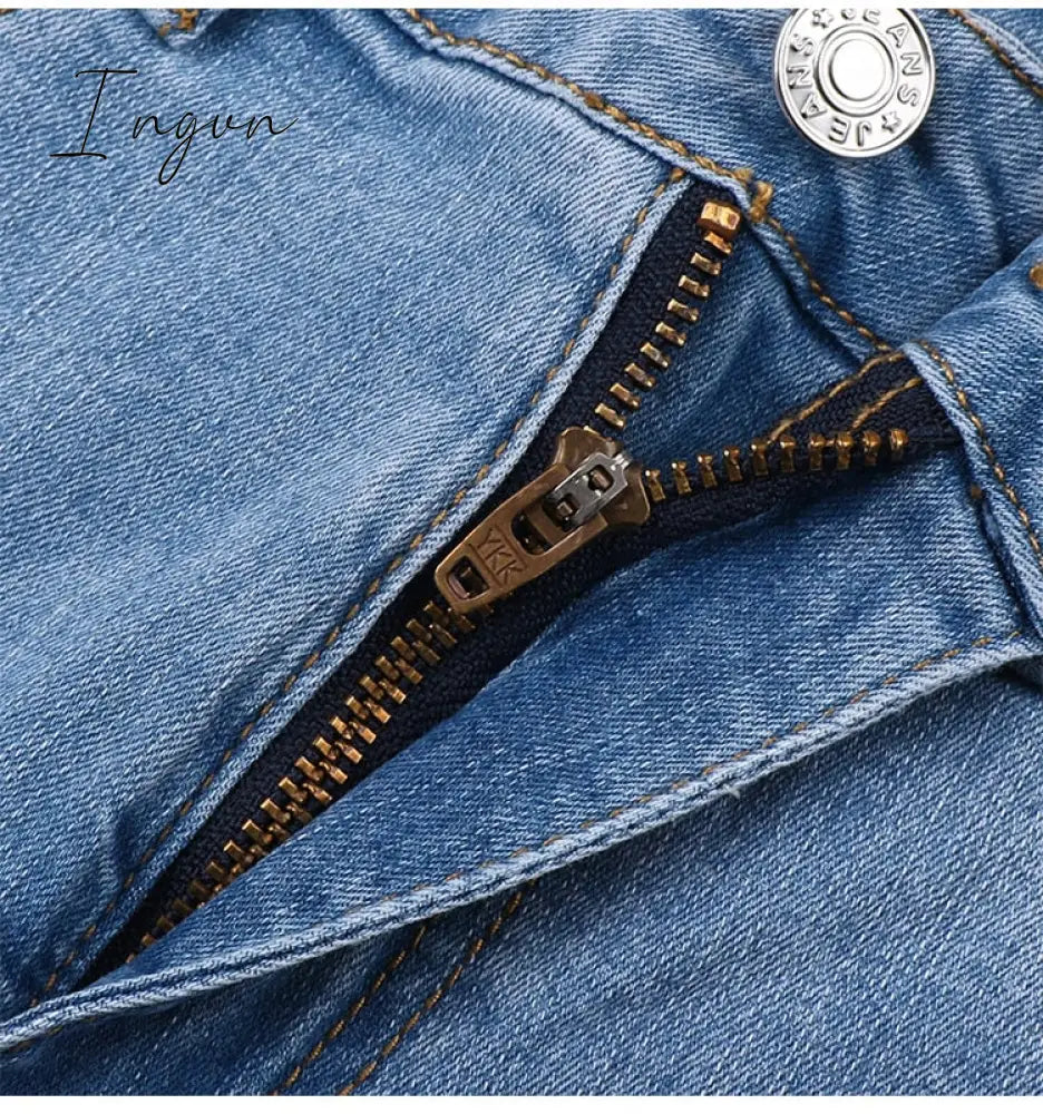 Ingvn - Shaping Skinny Jeans Women High Waist Stretch Ripped Denim Pants Hip Fit Leggings Slim