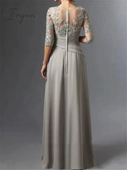 Ingvn - Sheath Mother Of The Bride Dress Elegant Square Neck Floor Length Chiffon Lace Half Sleeve