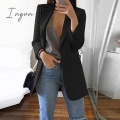 Ingvn - Slim Women Elegant Autumn Suit Jacket Female Office Lady Casual Notched Business Blazer