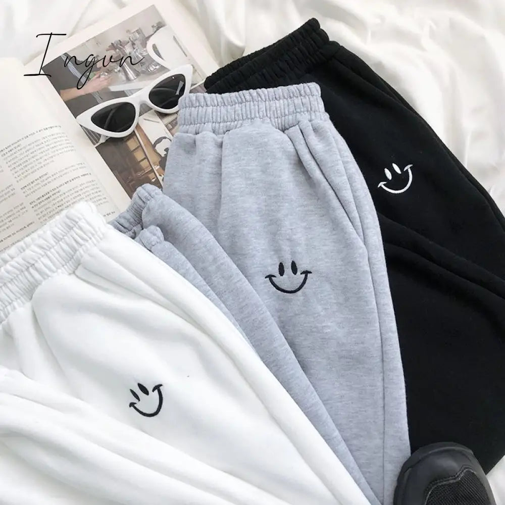 Ingvn - Smiley Face Embroidery Sweatpants