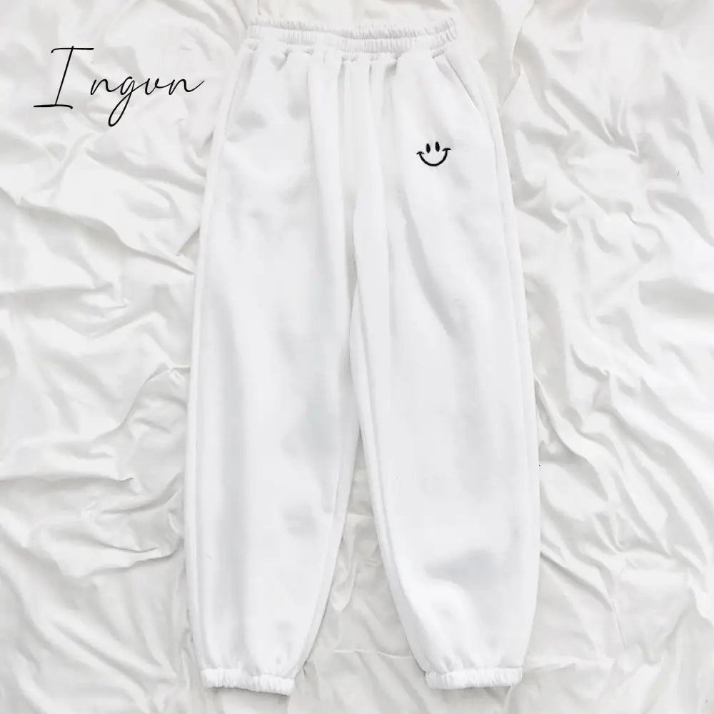 Ingvn - Smiley Face Embroidery Sweatpants