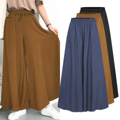 Ingvn - Spring And Summer Plus Size Women’s Stretch Belt Wide-Leg Pants Solid Color Wide