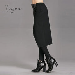 Ingvn - Spring Autumn Women Pants High Stretch Black Fake Two Pieces Pencil Skirt Female Fashion