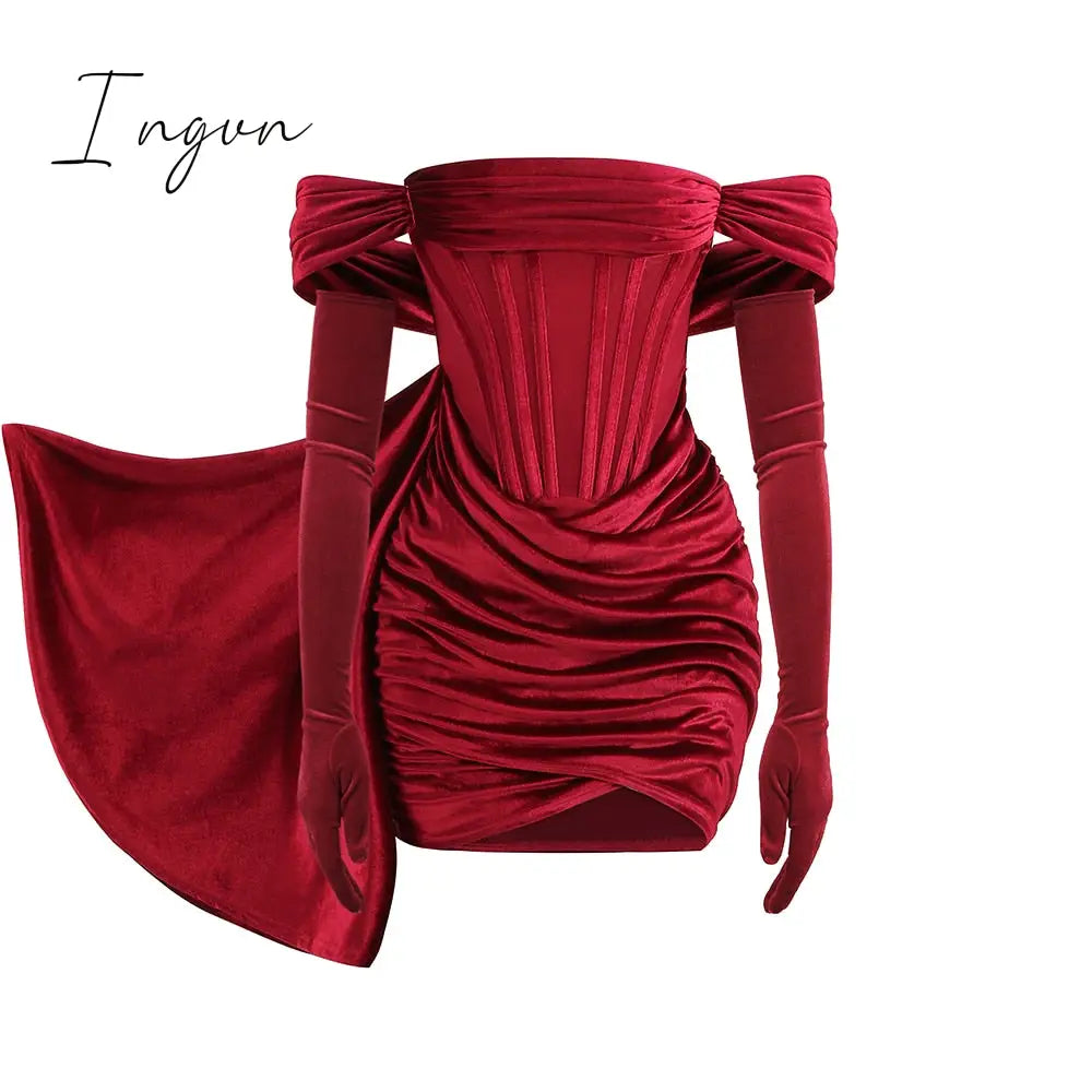 Ingvn - Spring Outfits Trends Draping Off Shoulder Corset Dress High Quality Christmas Summer
