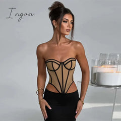 Ingvn - Strapless Sexy Club Party Tank Tops Women Vest Off-Shoulder Sleeveless Corset Female