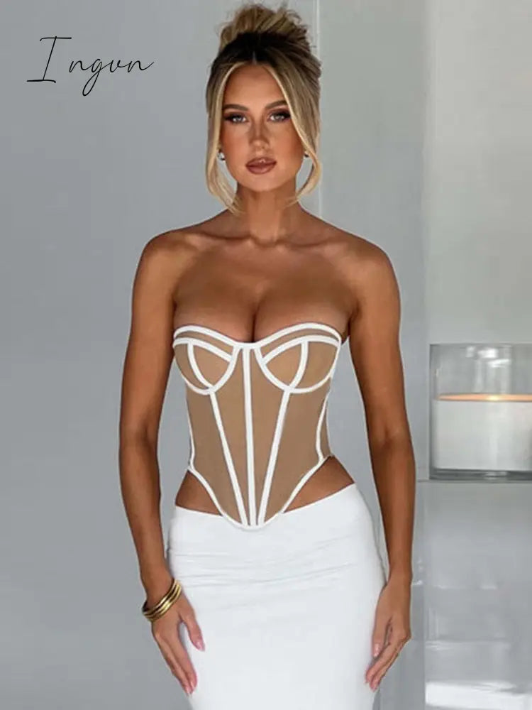 Ingvn - Strapless Sexy Club Party Tank Tops Women Vest Off-Shoulder Sleeveless Corset Female
