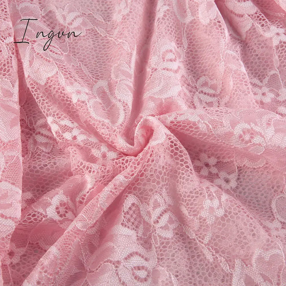 Ingvn - Sweet Cute Lace Cami Dress See Through Sexy Slim Sleeveless Ruffles Bow A - Line Mini