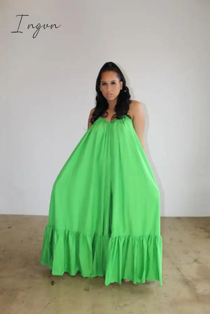 Ingvn - Tmustobe Sexy Sleeveless Solid Color Elegant Long Dress Women Summer Casual Fashion Plus