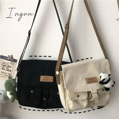 Ingvn - Top Canvas Bag Youth Ladies Messenger Female Students Handbags Shoulder Solid Color Letter
