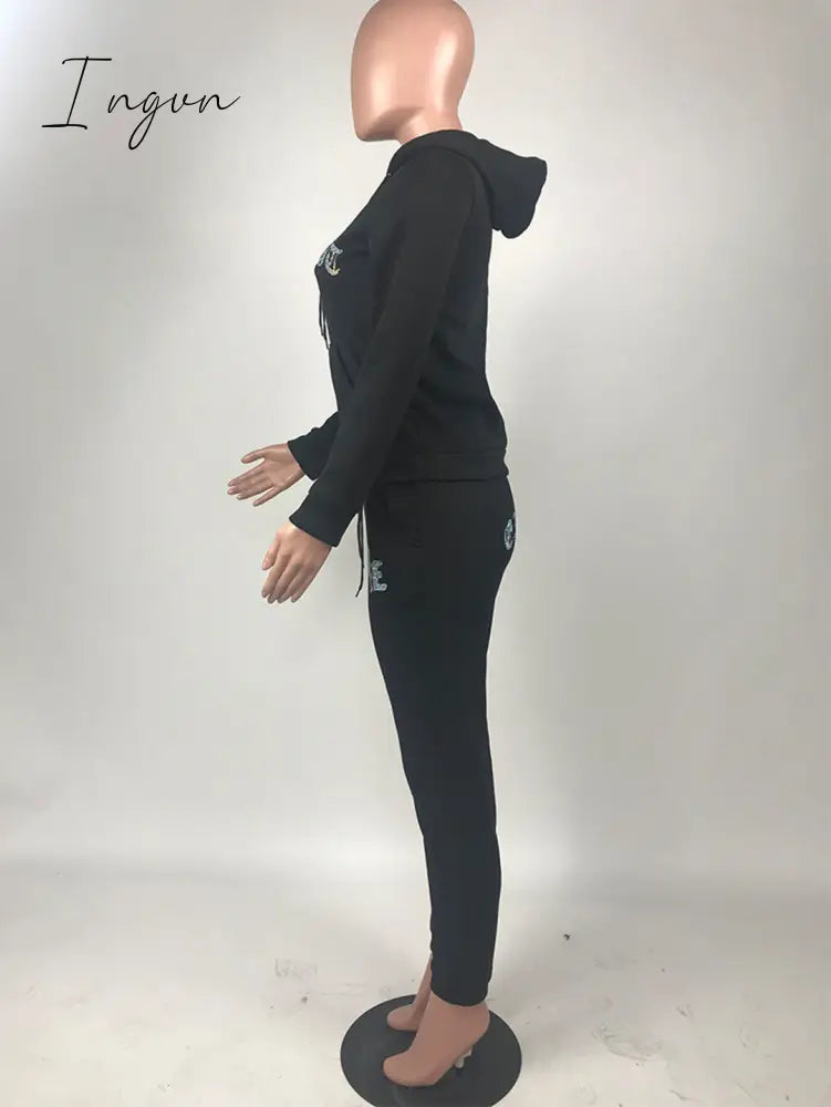 Ingvn - Tracksuit 2 Piece Women Set Oversize Hoodies Sweatshirt Loose Sweatpants Joggers Sport Suit
