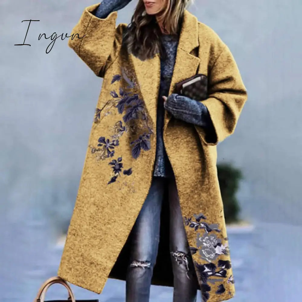 Ingvn - Trends Hot Sale Autumn Winter Long Sleeve Pocket Green Outwear Casual Loose Blend Wool