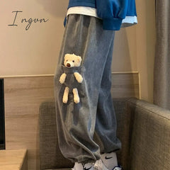 Ingvn - Trendy Loose Corduroy Bear Guard Pants Spring And Autumn Male Ins Hong Kong Wind All -