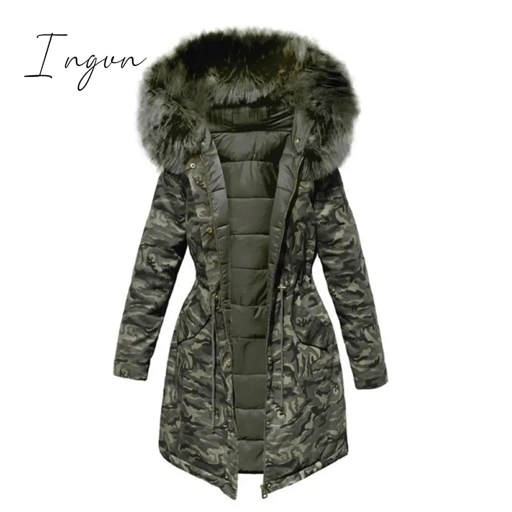 Ingvn - Velvet Thick Denim Jacket Female Winter Big Faux Fur Collar Korea Coat Student Short