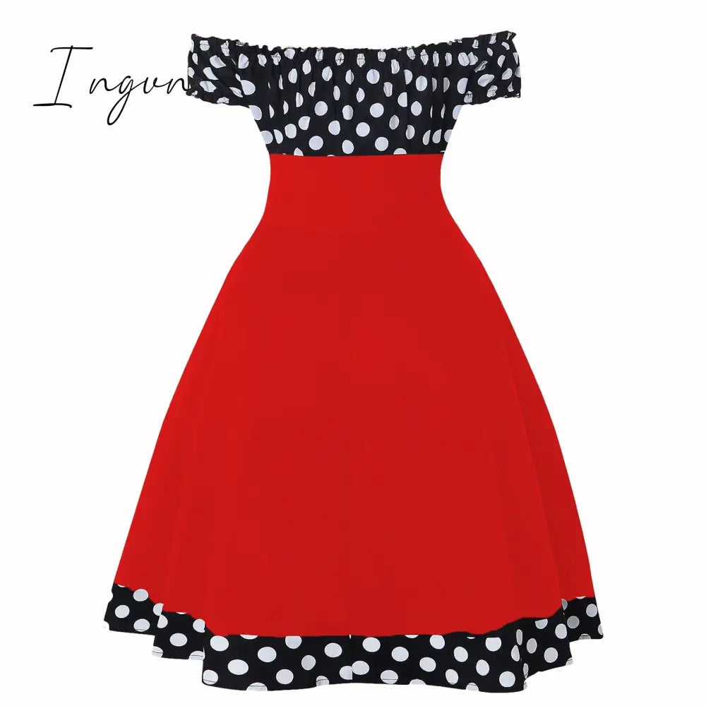 Ingvn - Vintage Dress New Women Dress + Cape Retro Rockabilly 50S Style Two Piece Black Elegant