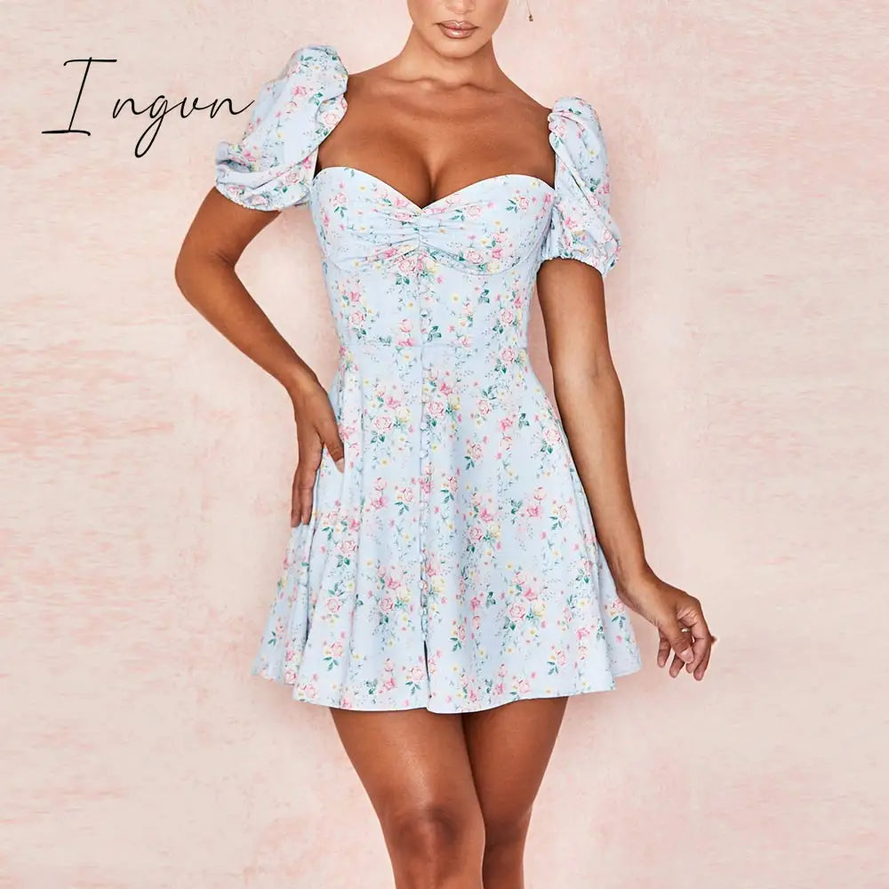 Ingvn - Vintage Solid Button Midi Dress Sexy Party Club Bodycon Strapless High Split Dresses Women