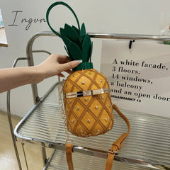 Ingvn - Women Bag 2024 Fashion Cute Pineapple Design Shoulder Originality Ladys Crossbody Metal
