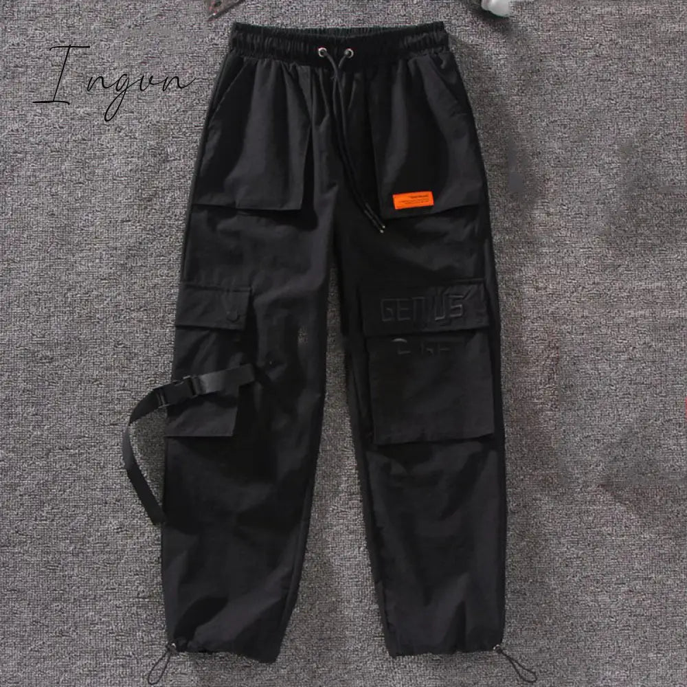 Ingvn - Women Fashion Spring Autumn Streetwear Embroidery Cargo Pants Harajuku Bf Loose Big Pocket