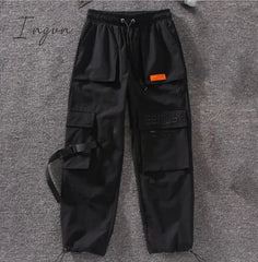 Ingvn - Women Fashion Spring Autumn Streetwear Embroidery Cargo Pants Harajuku Bf Loose Big Pocket