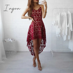 Ingvn - Women Fashion Trends Off Shoulder Lace Patchwork Elegant Dress Summer V Neck Spaghetti
