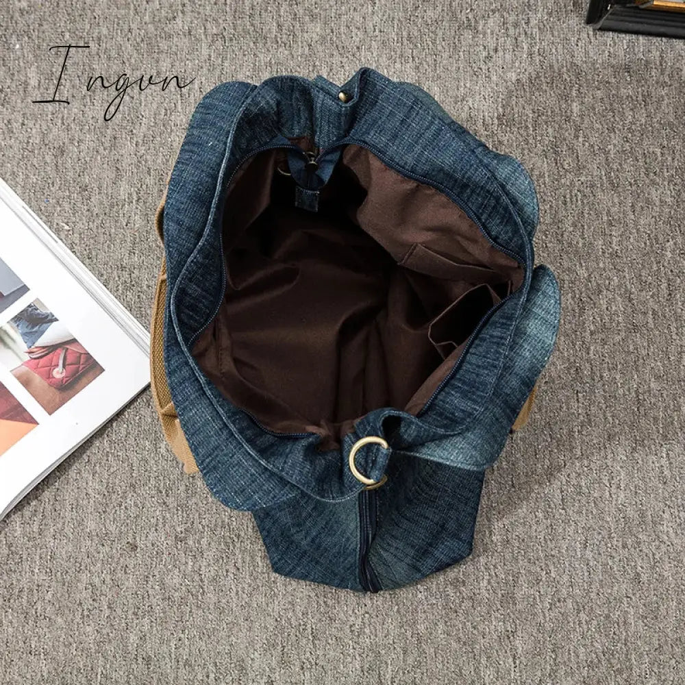 Ingvn - Women Large Capacity Tote Bag Quality Denim Handbag Luxury Ladies Shoulder Light Blue Bolso