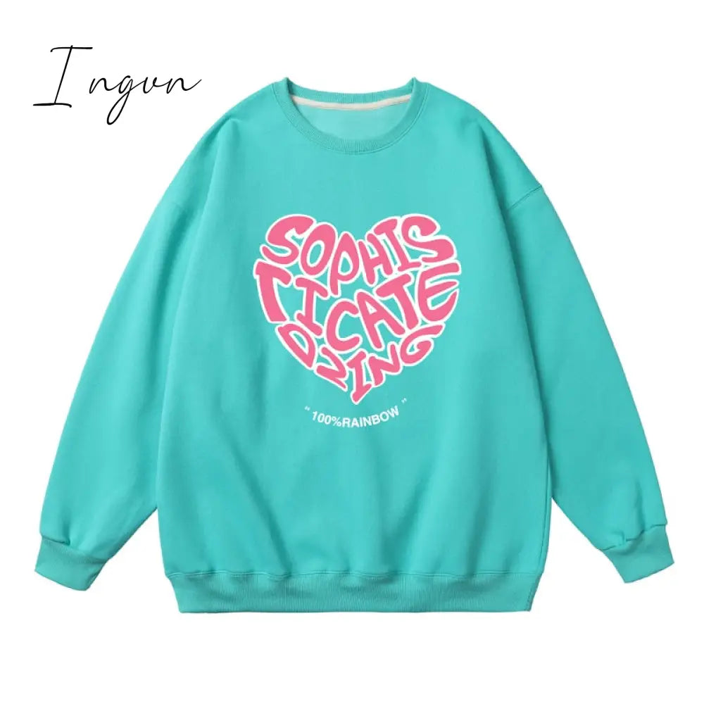 Ingvn - Women Letter Designer Love Y2K Hoodies Female Harajuku Korean Fashion Sweatshirts Girl