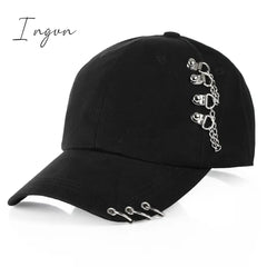 Ingvn - Women Men Fashion Baseball Cap With Rings Kpop Bts Snapback Trucker Hat Dad Black