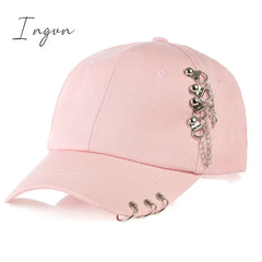 Ingvn - Women Men Fashion Baseball Cap With Rings Kpop Bts Snapback Trucker Hat Dad Pink
