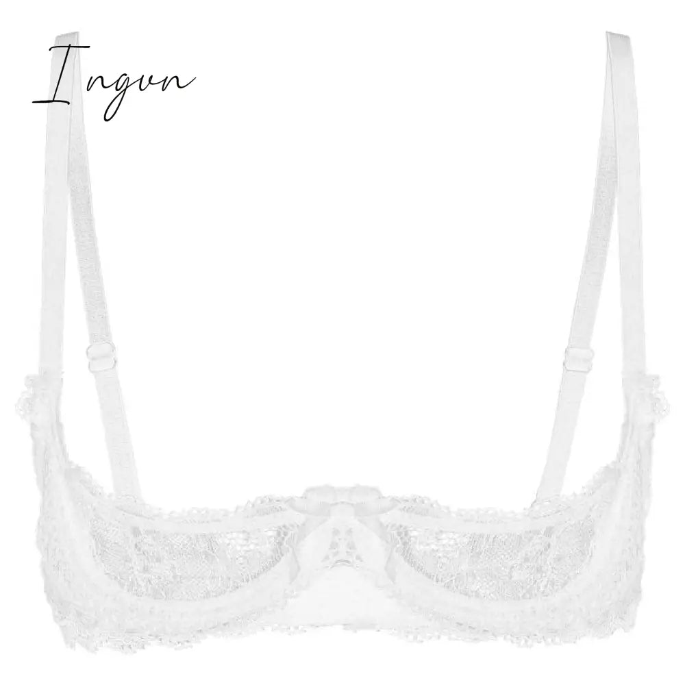 Ingvn - Women See Through Sheer Lace Hollow Out Lingerie Adjustable Spaghetti Shoulder Straps Open