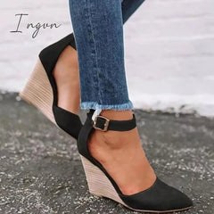 Ingvn - Women Summer Classic Wedge Pumps Ankle Strap Heels Sandals