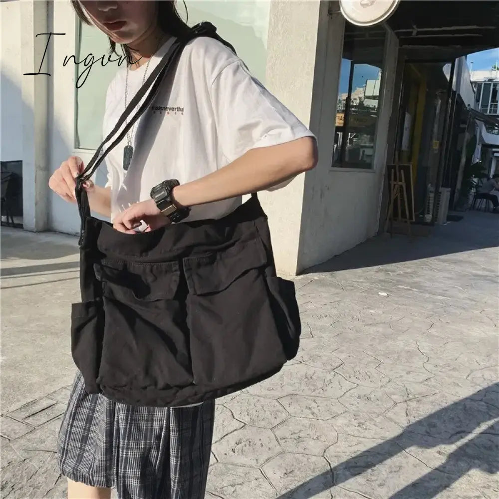Ingvn - Women Vintage Handbag Canvas Teenager Shoulder Tote Bags Messenger Ladies Casual Crossbody