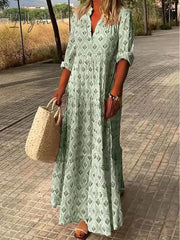 Ingvn - Women’s Long Dress Maxi Casual Summer Print Geometric Fashion Streetwear Outdoor Date