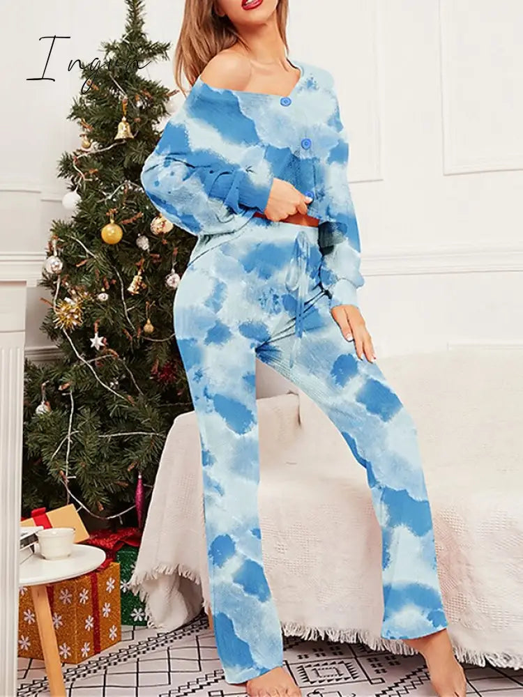 Ingvn - Women’s Loungewear Sets Tie Dye Fashion Comfort Soft Home Christmas Daily Polyester