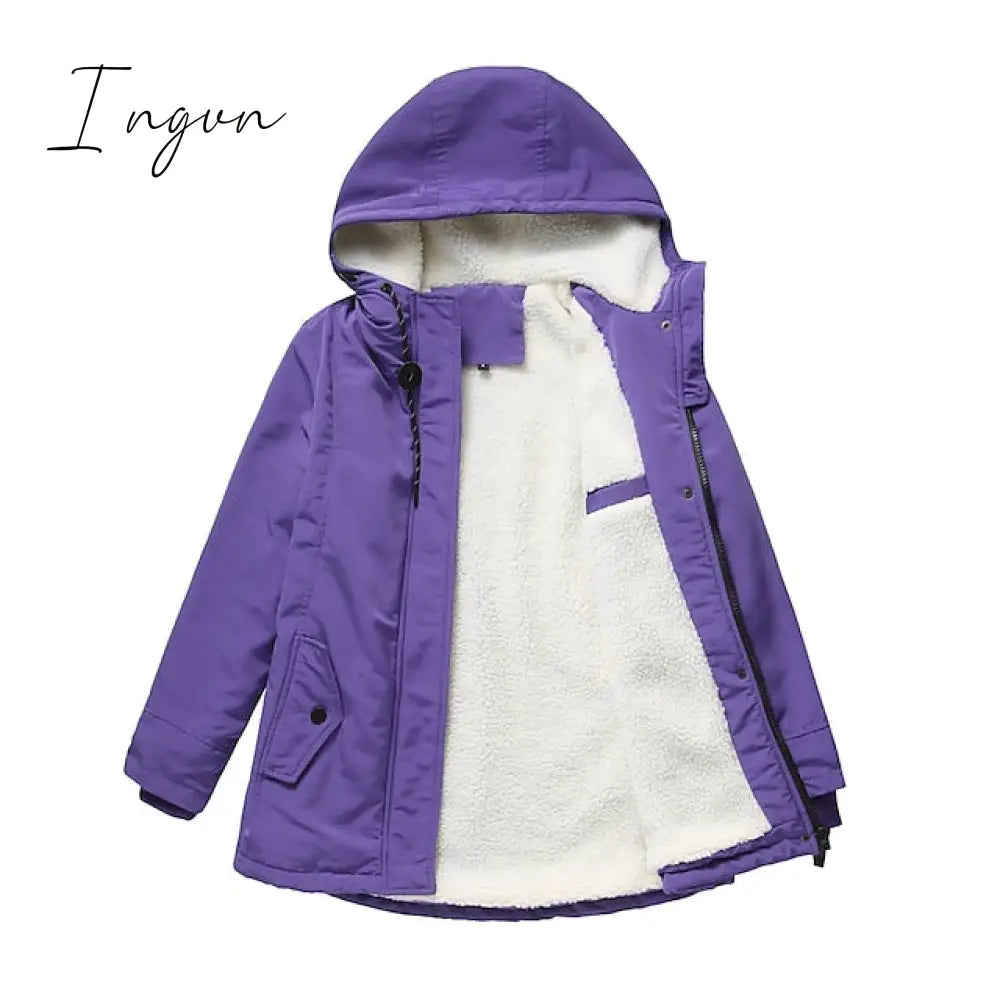 Ingvn - Women’s Parka Street Fall Winter Long Coat Windproof Warm 3 In 1 Loose Casual Sports