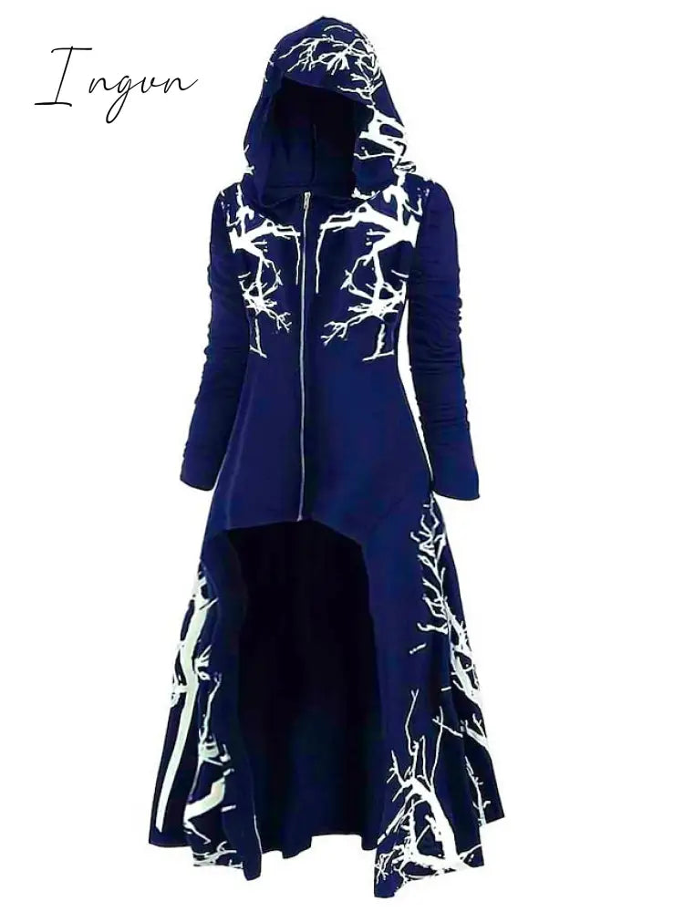 Ingvn - Women’s Plus Size Winter Coat Print Abstract Outdoor Halloween Long Sleeve Hoodie Fall