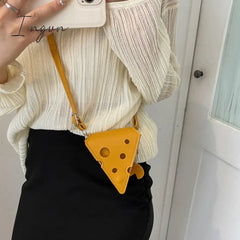 Ingvn - Women’s Triangle And Square Cheese Shaped Mini Pu Leather Bags Cute Earphone Lipstick
